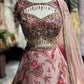 Blush Pink Floral Lehenga with Embellished Blouse & Sheer Dupatta