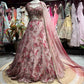 Blush Pink Floral Lehenga with Embellished Blouse & Sheer Dupatta