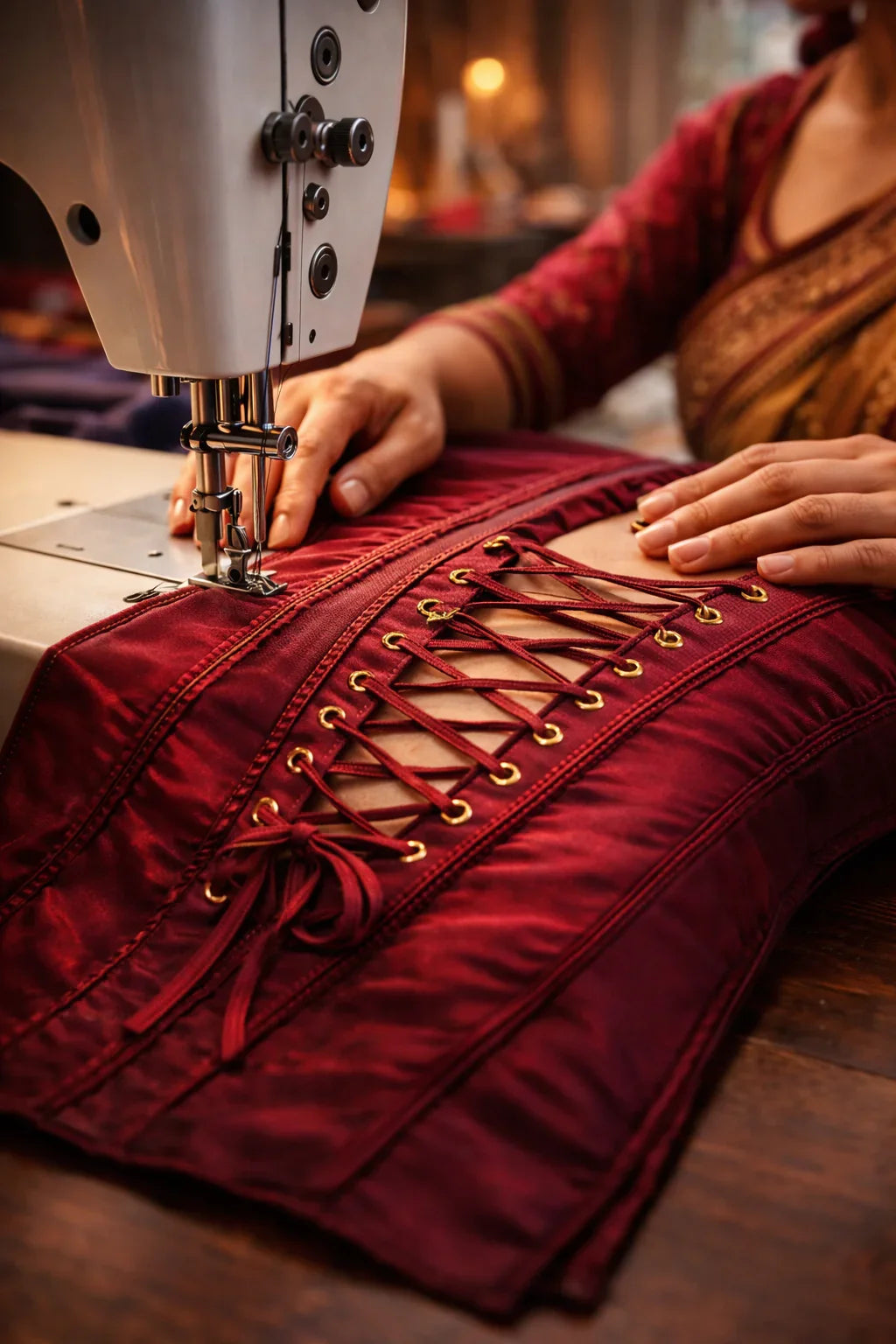 Add blouse stitching in corset pattern