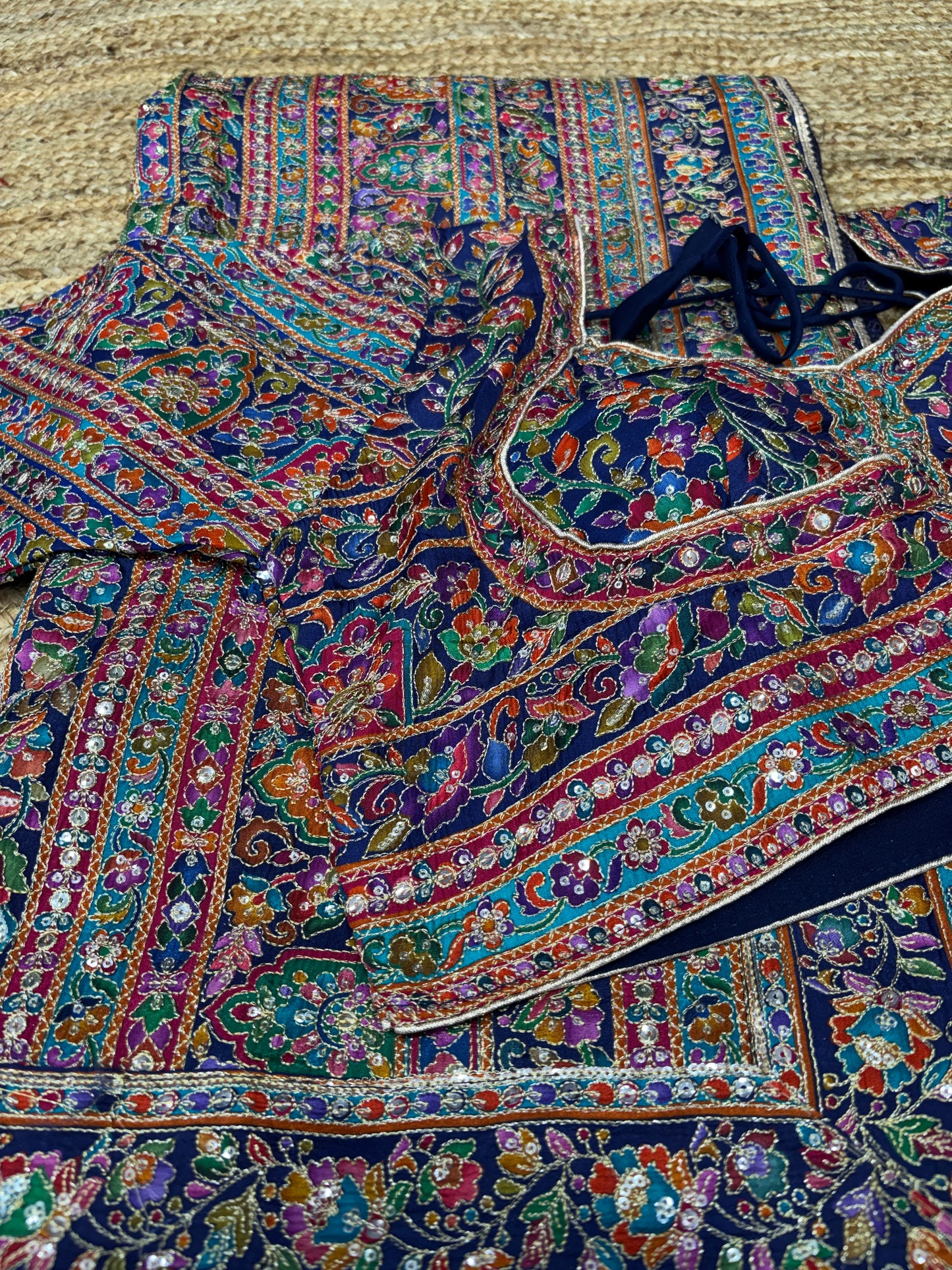 Royal Multicolor Floral Embroidered Designer Saree with Blouse