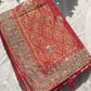 Red Banarasi Ho Silk Saree with Golden Floral Weaving