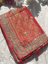 Red Banarasi Ho Silk Saree with Golden Floral Weaving