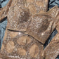 Golden Designer Saree Sequin Embroidery With Designer Blouse