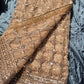 Deisgner Golden Saree Geometric Embroidery With Designer Blouse