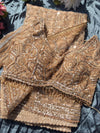 Deisgner Golden Saree Geometric Embroidery With Designer Blouse