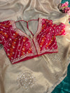 Golden Designer Saree with Sequin Floral Motifs