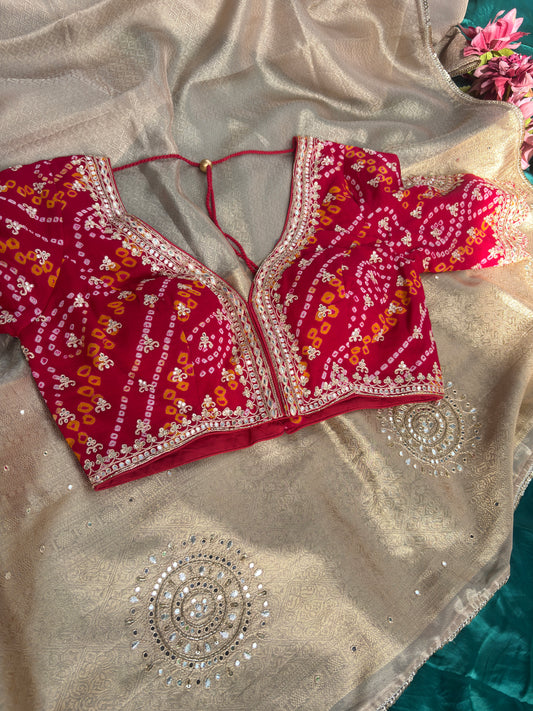 Golden Designer Saree with Sequin Floral Motifs