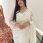 White Organza Saree with Delicate Thread Embroidery & Designer Blouse