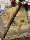 Royal Gold Zari Weave Elephant Motif Festive Saree