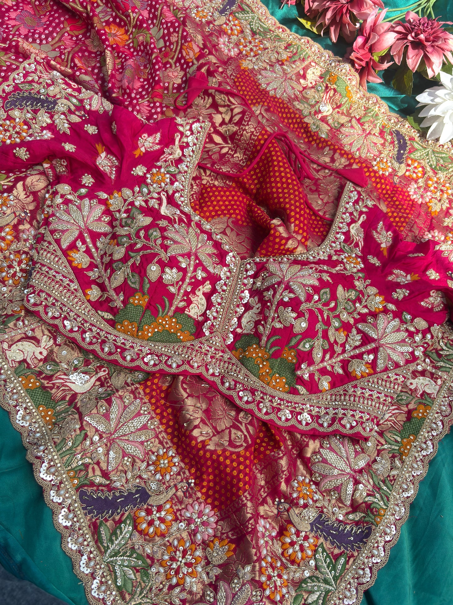 Designer Khaddi Georgette Saree with Ornate Floral Embroidery