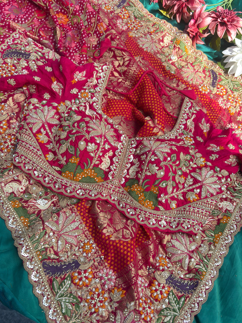 Designer Khaddi Georgette Saree with Ornate Floral Embroidery