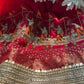 Red Hand Embroidered Zari Work Festive Designer Saree