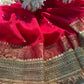 Red Hand Embroidered Zari Work Festive Designer Saree