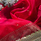 Red Hand Embroidered Zari Work Festive Designer Saree