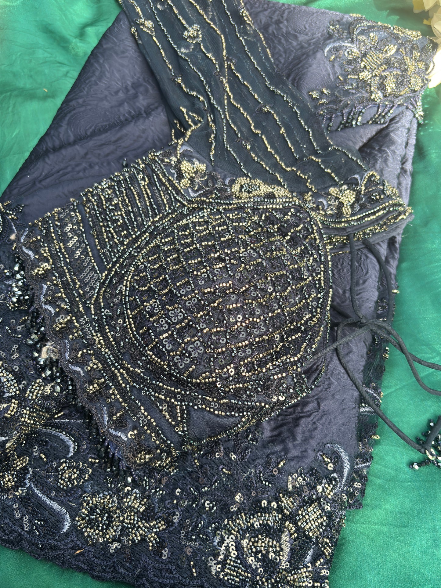 Grand Dark Blue Saree with Sequin Embroidery