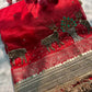Red Heritage Zari Embroidered Designer Saree with Deer Motif