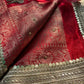 Red Heritage Zari Embroidered Designer Saree with Deer Motif