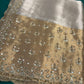 Grand Designer Silk Champagne Saree with Sequin Floral Detailing