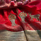 Red Heritage Zari Embroidered Designer Saree with Deer Motif