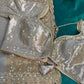 Grand Designer Silk Champagne Saree with Sequin Floral Detailing