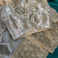 Grand Designer Silk Champagne Saree with Sequin Floral Detailing