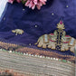 Navy Blue Zari Elephant Motif Festive Saree
