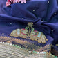 Navy Blue Zari Elephant Motif Festive Saree