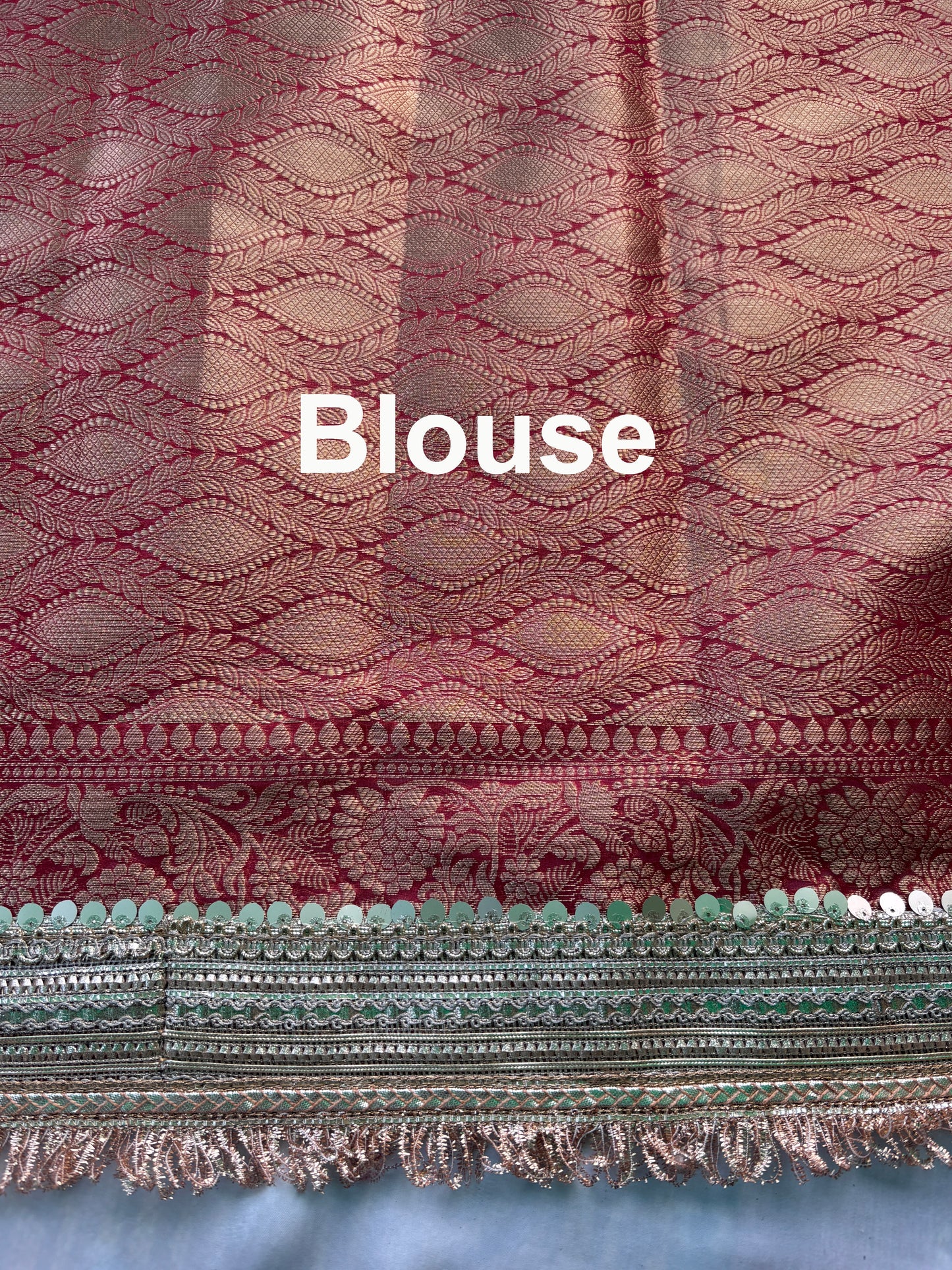 Red Elephant Motif Hand Embroidered Zari Border Designer Saree