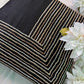 Black Saree with Zari Stripes & Floral Embroidered Border