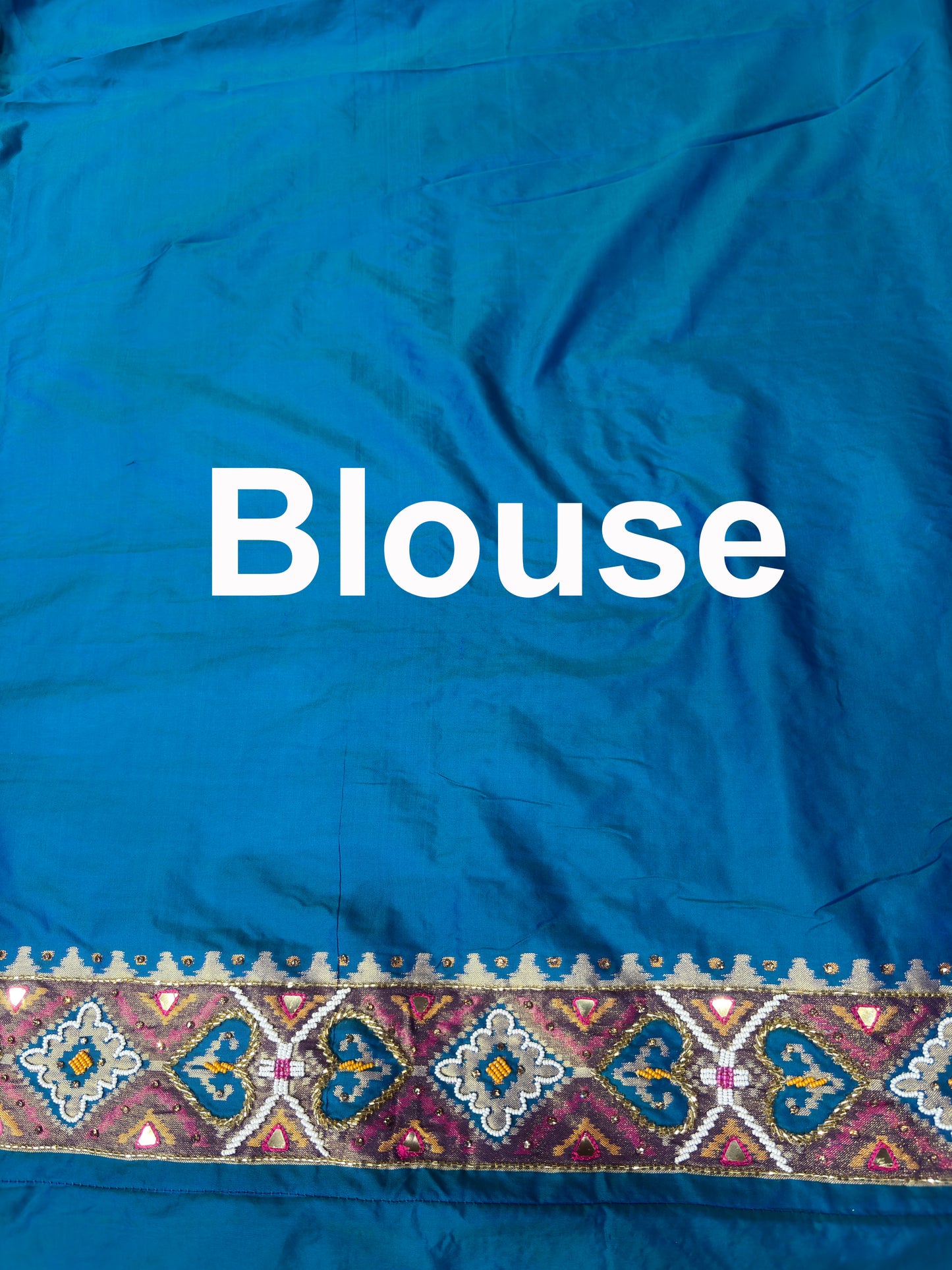 Blue Patola Silk Designer Saree With Pearl & Zarkan Work