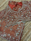 Rust Orange Heavy Zari Embroidered Designer Saree Blouse