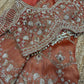 Rust Orange Heavy Zari Embroidered Designer Saree Blouse