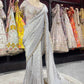 Designer Silver Gray Saree with Silver Mirror Embroidery