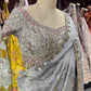 Designer Silver Gray Saree with Silver Mirror Embroidery