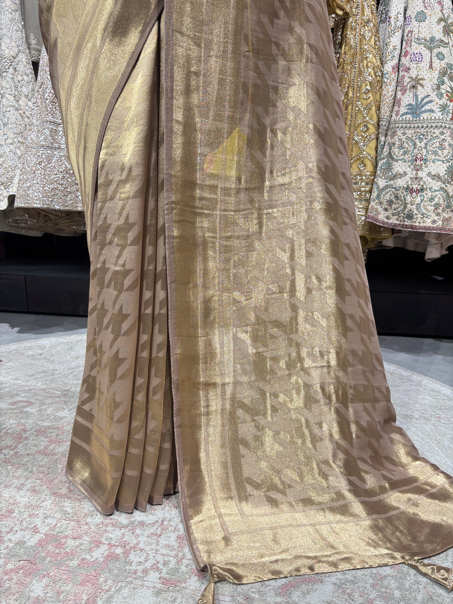 Designer Golden Saree with Ornate Detailing