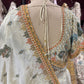 Designer Ivory Saree with Blue-Gold Floral Embroidery