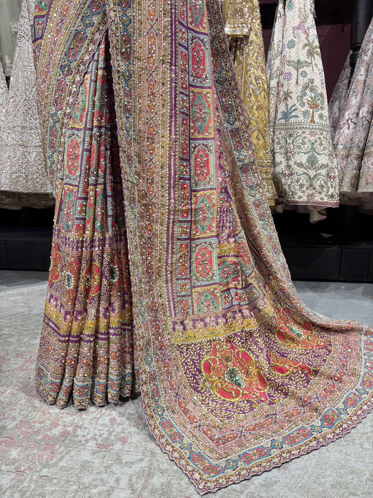 Patola Inspired Saree with Heavy Mirror Work & Designer Blouse