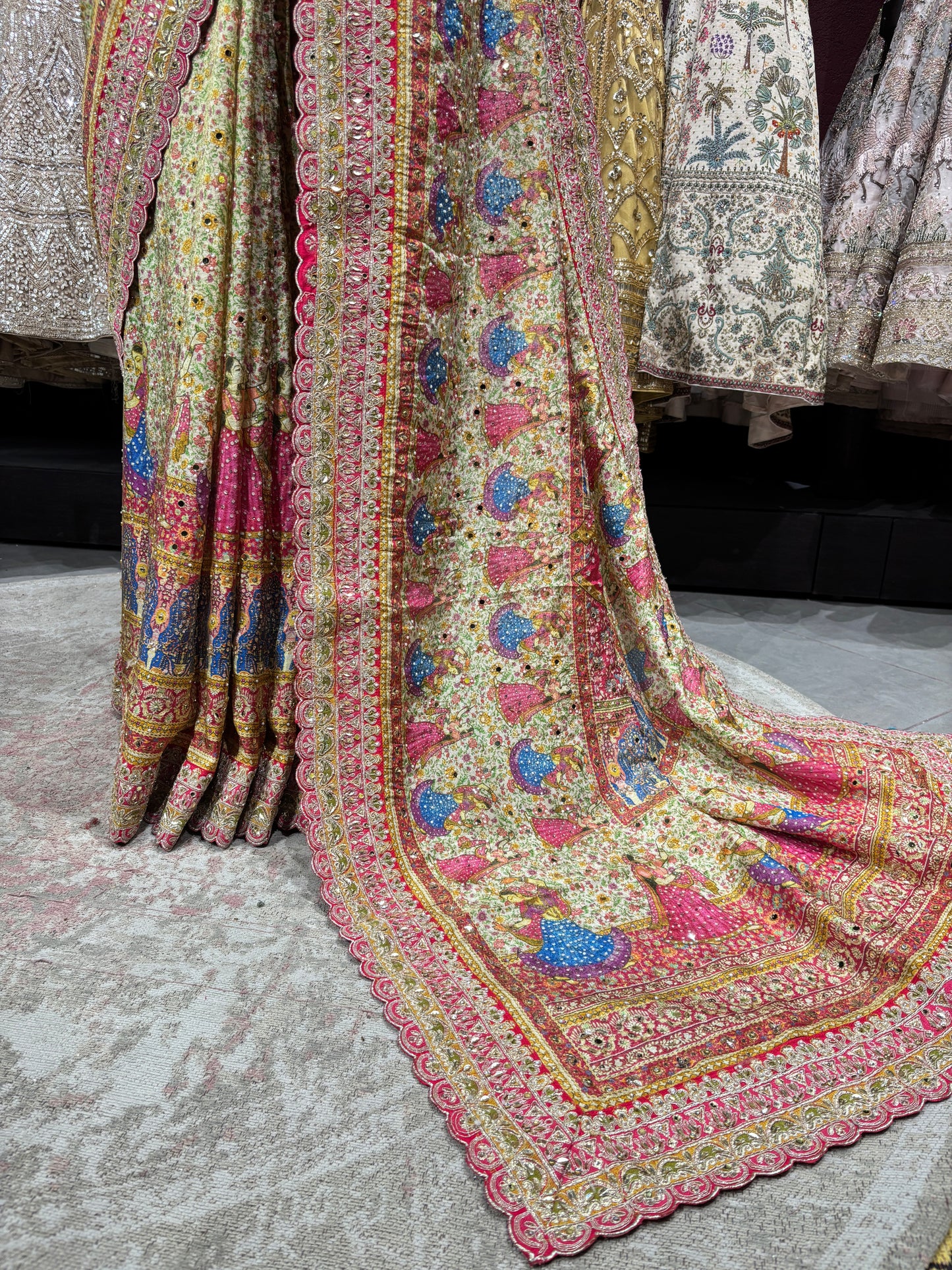 Heritage Printed Saree with Heavy Embroidered Border & Designer Blouse