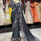 Midnight Black Designer Saree with Heavy Sequins & Floral Handwork