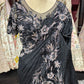 Midnight Black Designer Saree with Heavy Sequins & Floral Handwork