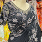 Midnight Black Designer Saree with Heavy Sequins & Floral Handwork