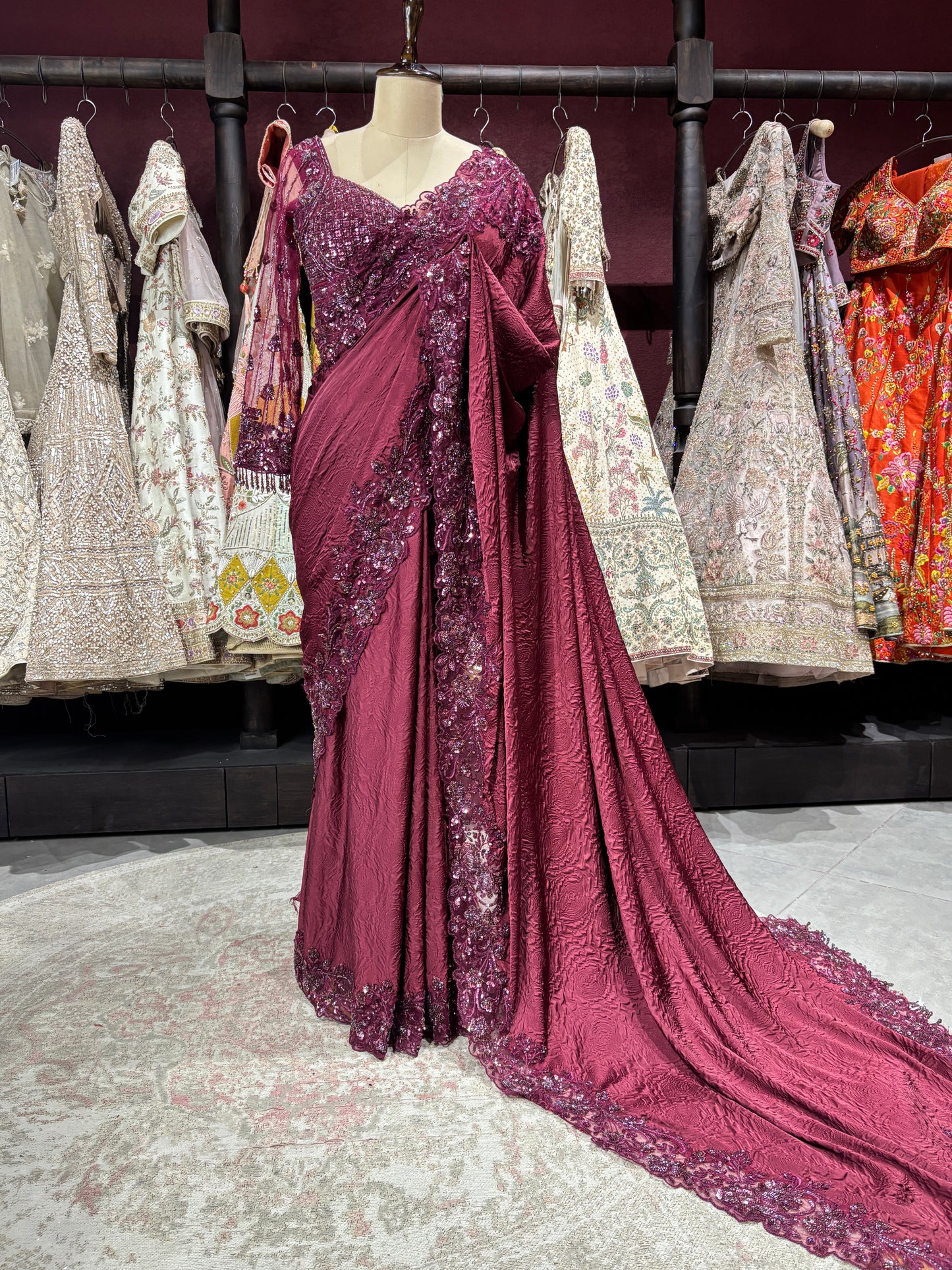 Designer Saree with Heavy Sequins Handwork Luxury Wedding Party