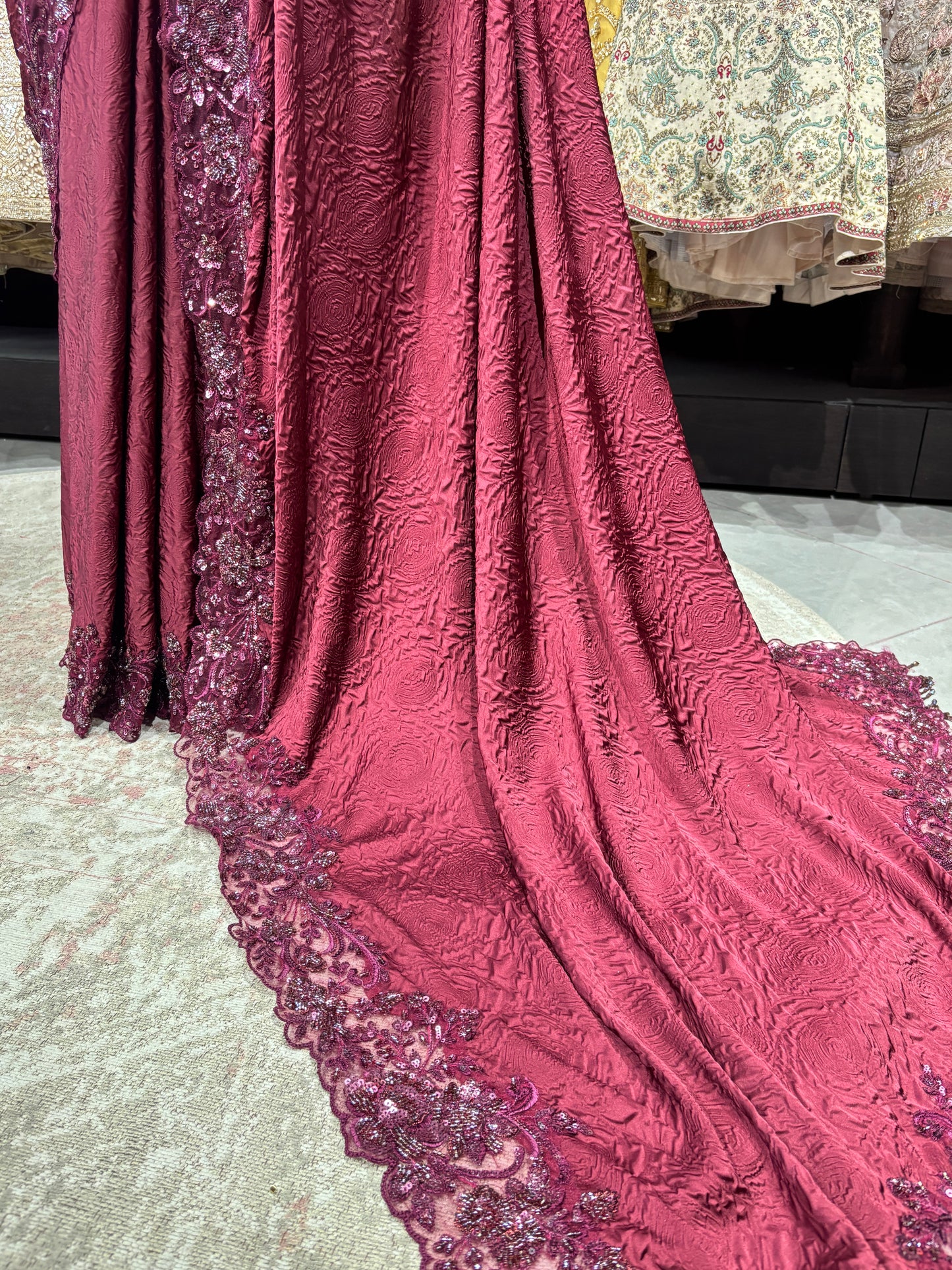 Designer Saree with Heavy Sequins Handwork Luxury Wedding Party