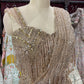 Golden Luxury Designer Drape Saree with Heavy Crystal & Sequins Work