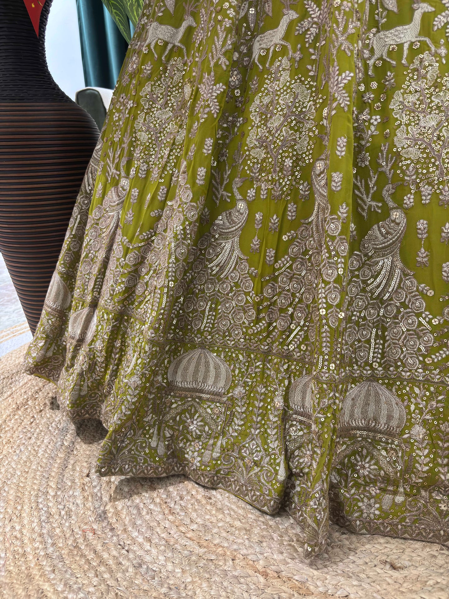 Perfect Zari & Sequins Lehenga with Deer Motifs and Dome Accents