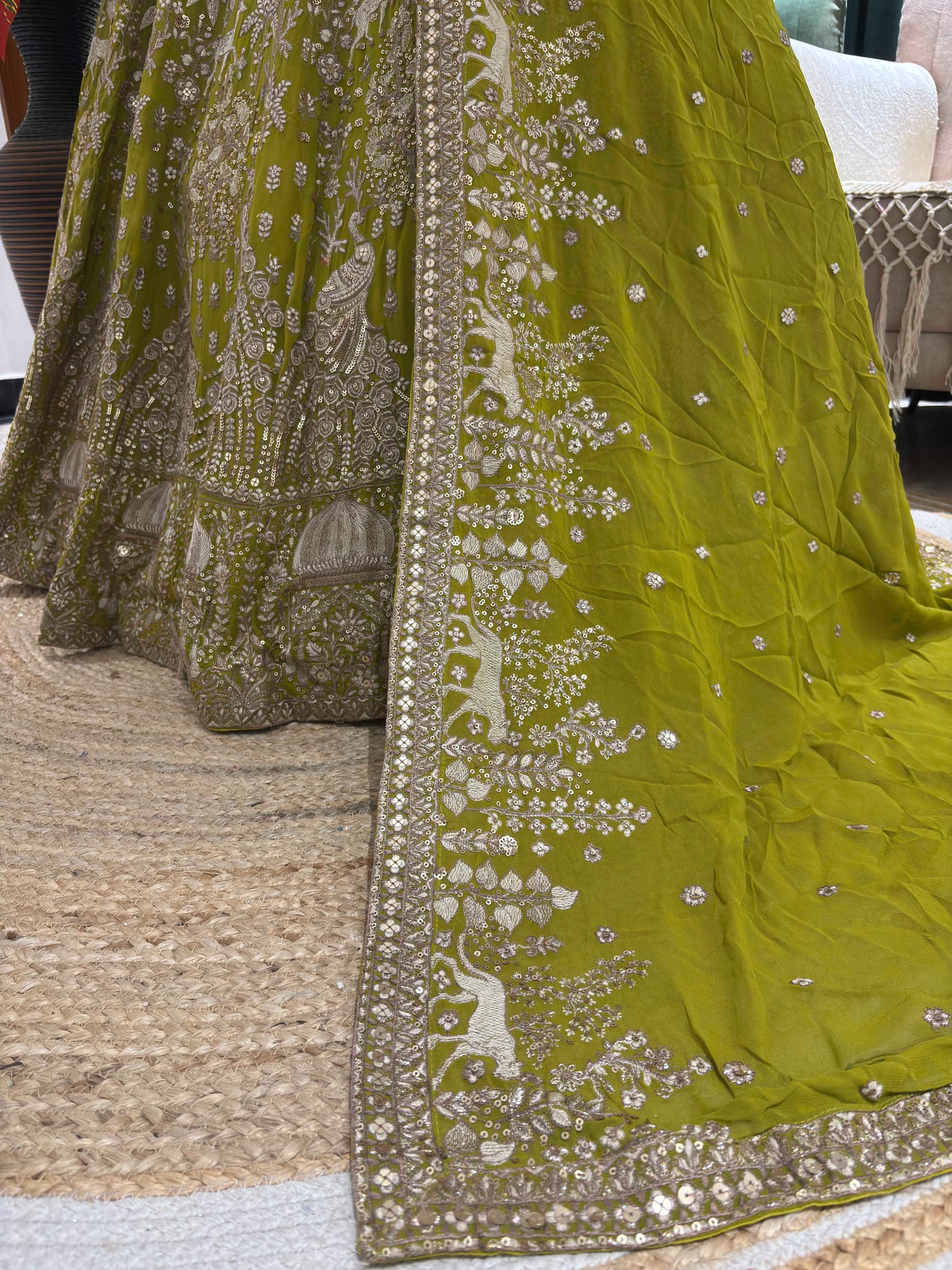 Perfect Zari & Sequins Lehenga with Deer Motifs and Dome Accents