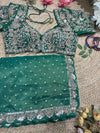 Banarasi Tissue Green Blouse with Sequin Floral Embroidery