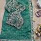 Banarasi Tissue Green Blouse with Sequin Floral Embroidery
