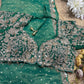 Banarasi Tissue Green Blouse with Sequin Floral Embroidery