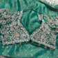 Banarasi Tissue Green Blouse with Sequin Floral Embroidery